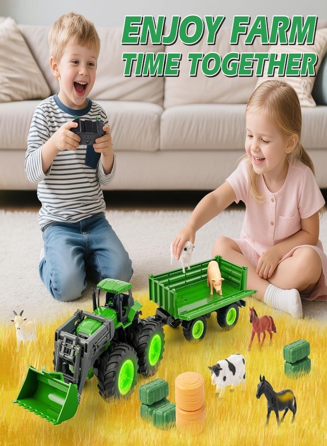 BAYSING Remote Control Tractor Toy, Kids RC Tractor Set with Truck & Trailer and Light/Loading/8 Wheel, 2.4 Ghz RC Farm Vehicle Toys, Animal Farm Kids Toy for 3 4 5 6 7 8 9 Year Old Boys Girls Birthday Gift - Image 5
